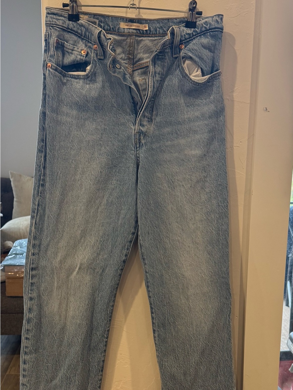 Levi’s Ribcage Wash Blue Straight Leg Jeans